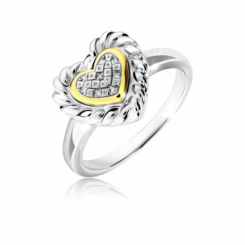 Кольцо VALTERA, серебро, 925 проба, бриллиант, размер 17, серебряный женское кольцо из серебра 925 пробы с бриллиантами 12 мм 11 карат