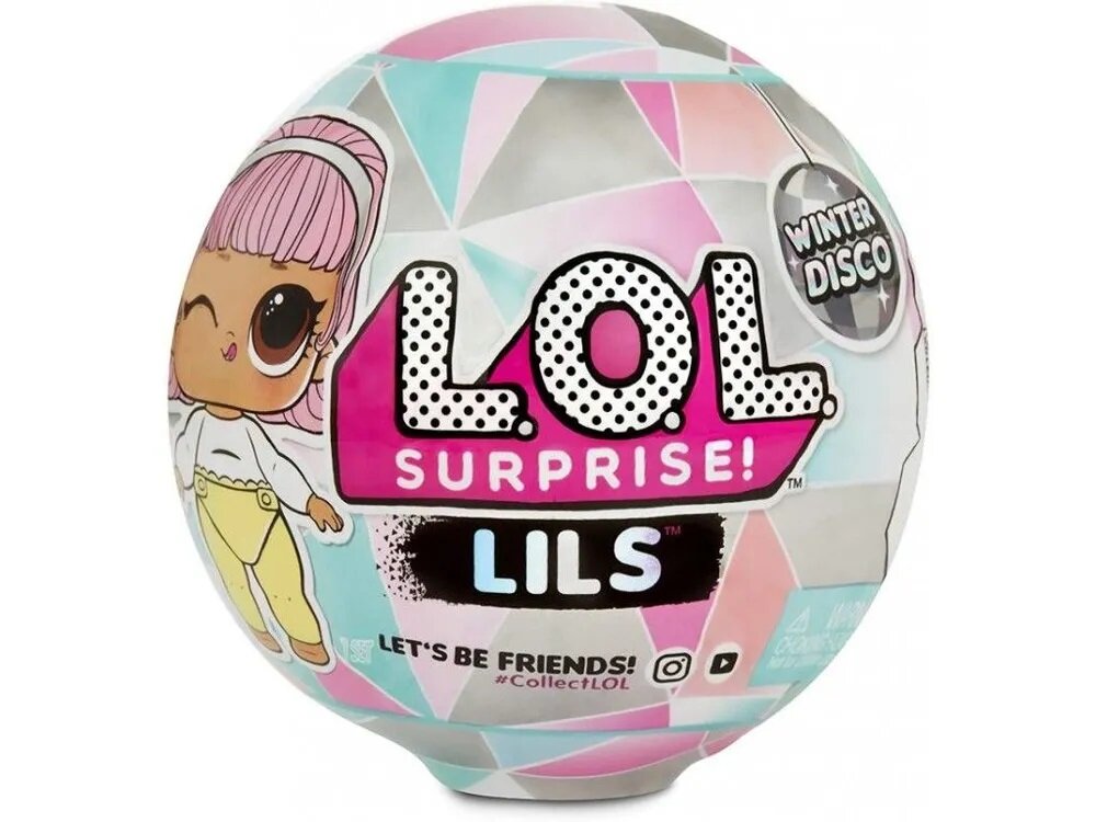 Кукла-сюрприз L.O.L. Surprise Winter Disco Lil Sisters & Lil Pets в шаре, 560319 серый
