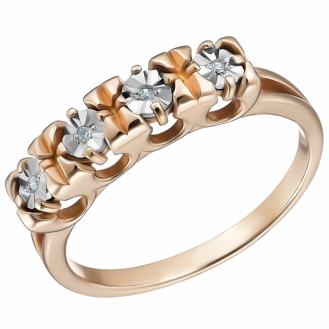 Перстень UVI Ювелирочка Серебряное кольцо 925 пробы с Бриллиантами, серебро, 925 проба, родирование, золочение, бриллиант