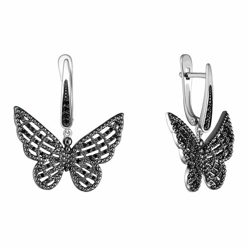 Серьги UVI Ювелирочка, серебро, 925 проба, родирование, серебряный, черный