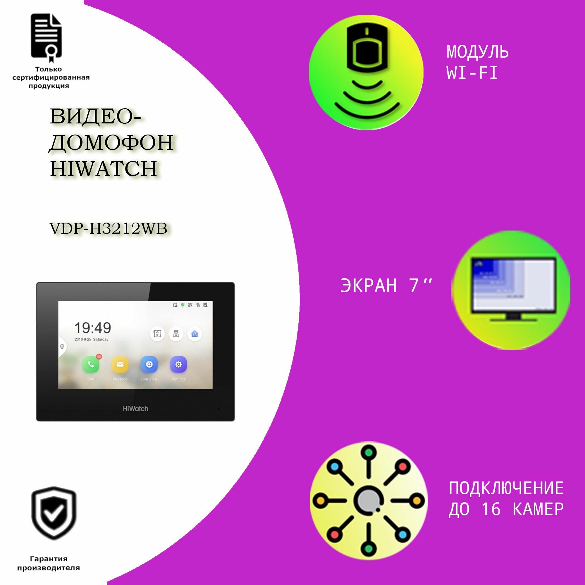IP видеодомофон HiWatch VDP-H3212WB
