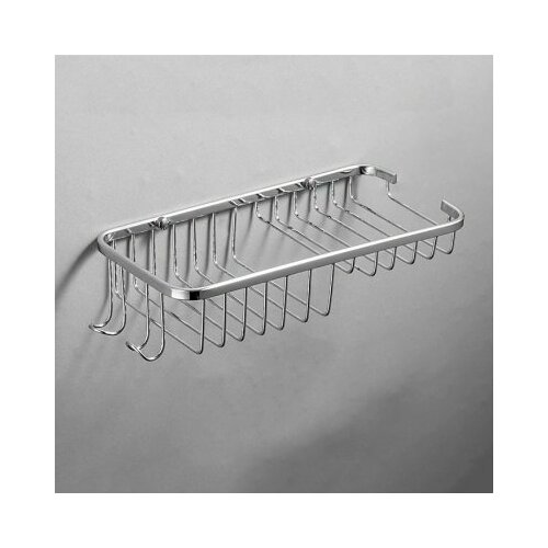 Полка-корзина металлическая подвесная с мыльницей и крючками Хром F338 789₽