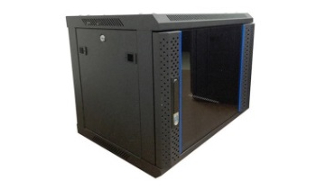 фото [W9UR] Настенный шкаф Wize Pro [W9UR] 19", 9U, 600х600 мм, стеклянная передняя дверь, задняя стенка металлическая, неоткидная, рэковые гайки: 10 шт, макс. вес нагрузки 60 кг, сталь, черный, установка на ножки (опционально)