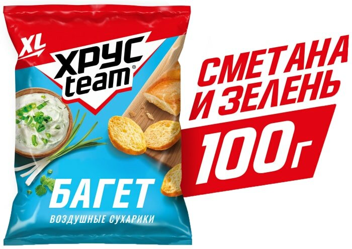 Сухарики Хрусteam Багет Сметана-Зелень 100г