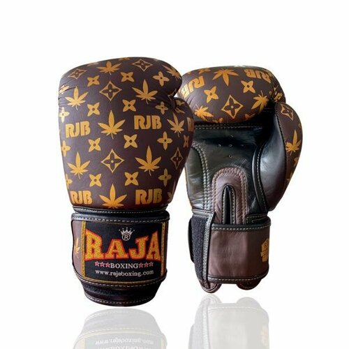 фото Перчатки боксерские raja boxing weed, 12 oz, коричневый
