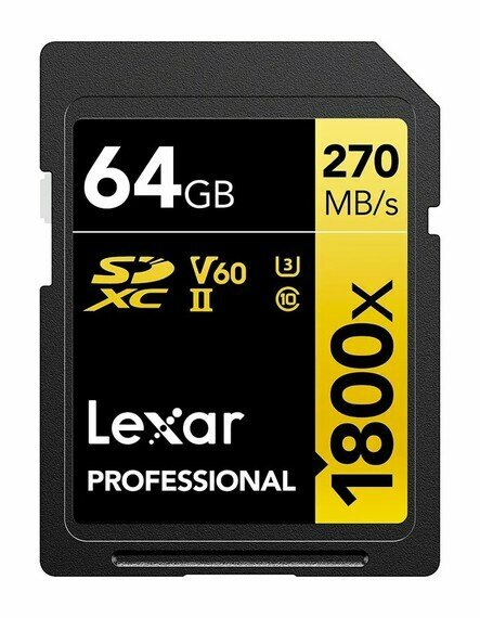 Карта памяти SD 64 Gb Lexar SDXC Professional 1800x UHS-II 270/180Mb/s U3 V60