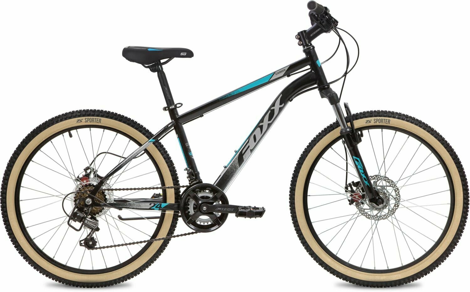 Велосипед Foxx 24" Caiman черный, сталь, размер 14" 24SHD. CAIMAN.14BK4