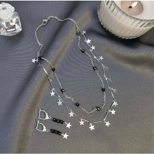 Комплект бижутерии Камни Елены: серьги, колье, шпинель, размер колье/цепочки 43 см