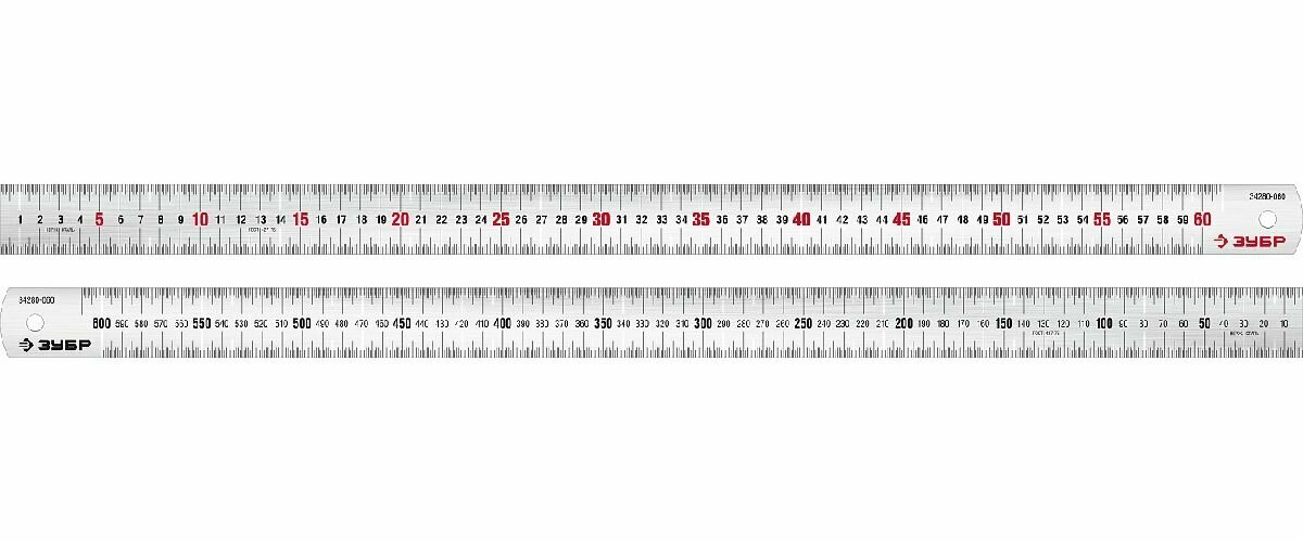 Усиленная нержавеющая линейка ЗУБР Про-60, 0,60 м (34280-060)