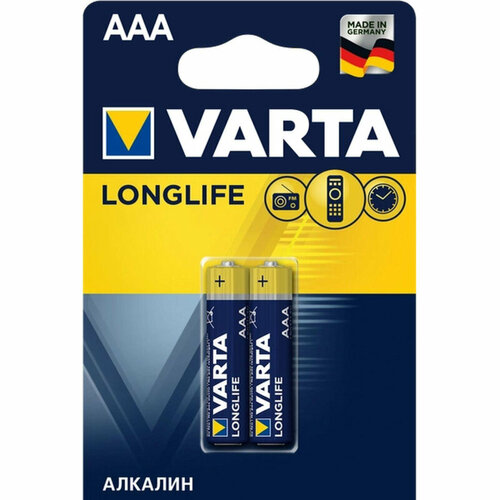 Батарейка Varta LONGLIFE LR03 AAA 2шт/бл Alkaline 1.5V (4103) (04103101412) батарейка varta longlife lr03 aaa bl2 alkaline 1 5v 4103 2 20 100 varta longlife lr03 aaa 04103101412