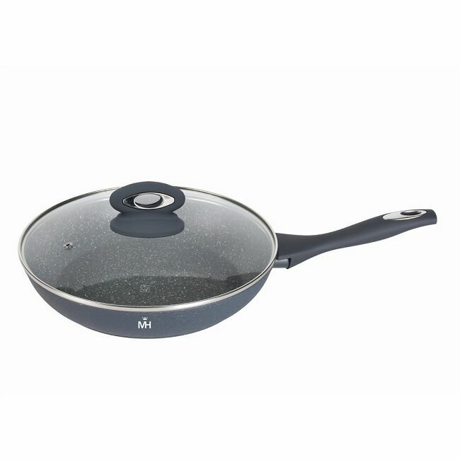 фото Сковорода с крышкой, 24см c антипригарным покрытием, серый