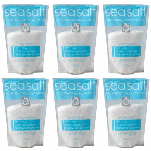 Негоциантъ Соль для ванн Морская, натуральная, 1000 г, 6 уп морская соль для ванн натуральная дой пак 1000 г 3 шт в наборе