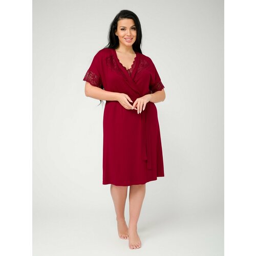 Халат Ш'аrliзе, размер 60, бордовый комплект женский домашний халат и комбинация