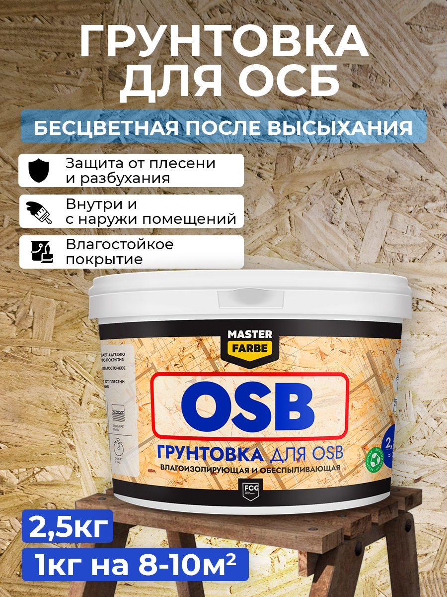 Грунтовка для OSB плит MASTERFARBE Адгезионная, 2,5 кг