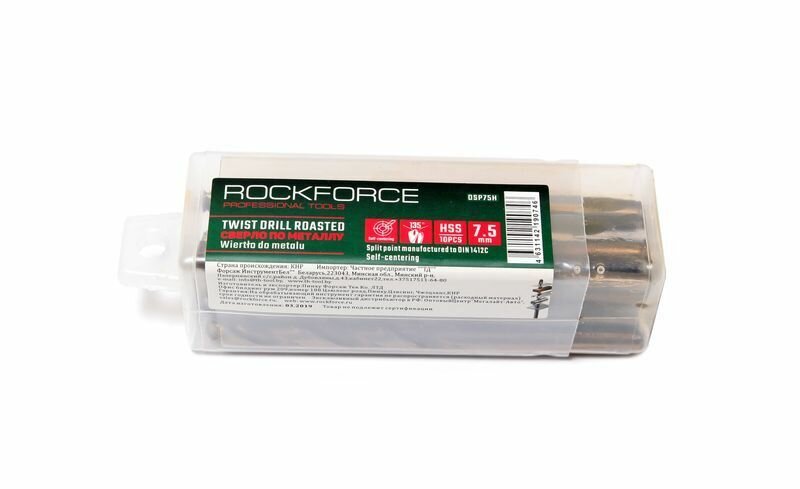 Сверло по металлу 1мм HSS+Co(10шт), в пластиковом футляре Rock FORCE RF-DSP10H