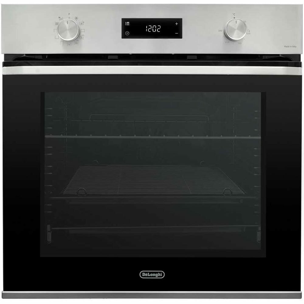 фото Многофункциональный электрический духовой шкаф DeLonghi nsm 11 xl rus, 60 см, черный, конвекция, гриль, booster, поддержка паром, телескопические направляющ