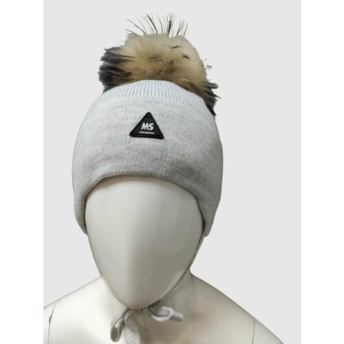 фото Шапка бини мегашапка, размер 52, серый