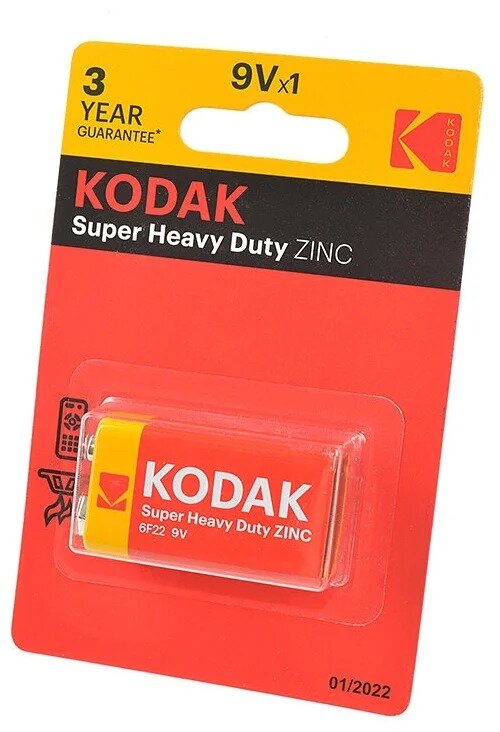 Батарейка Крона Kodak 6F22-1BL, Heavy Duty