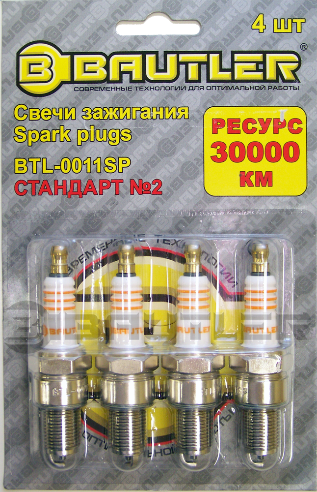 Свечи зажигания ВАЗ, LADA, ГАЗ 4216 BAUTLER , BTL-0011SP-B , комплект 4 шт