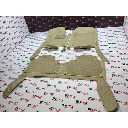 Ковры салона 3D Lexus RX350 c16г Левый руль Бежевые с золотой строчкой ( 003 )