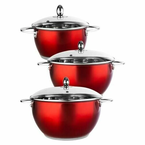 Набор кастрюль нерж 6пр красный НМ 9792₽
