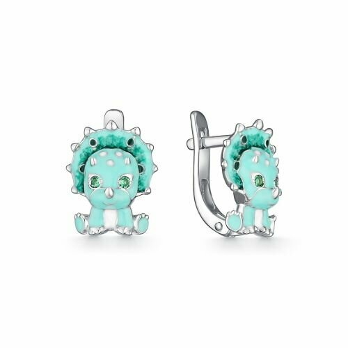 Серьги Мириада, серебро, 925 проба, эмаль, фианит, белый