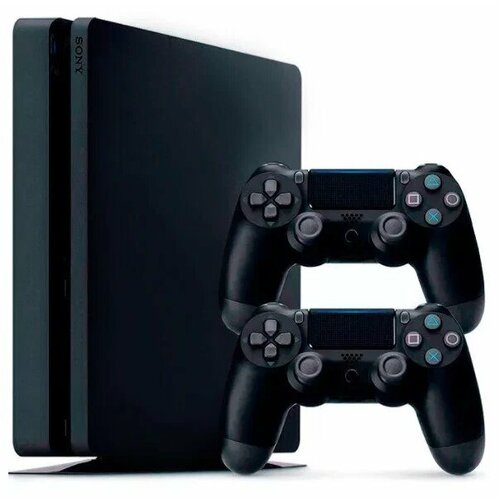 Игровая приставка Sony PlayStation 4 Slim 1000 ГБ HDD, без игр, черный+2-й геймпад