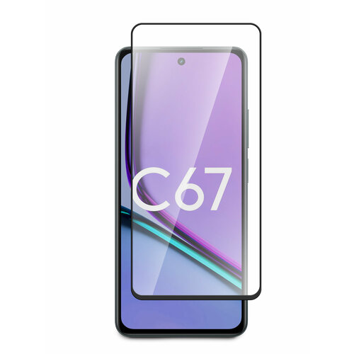 Защитное стекло для Realme C67; Realme C67 4G (Риалми С67, С67 4г) на экран, черная рамка полноэкранное силиконовая клеевая основа Full Glue, Miuko защитное стекло rosco для realme 5 pro реалми 5 про с олеофобным покрытием закаленное ударопрочное прозрачное с черной рамкой легко наклеить