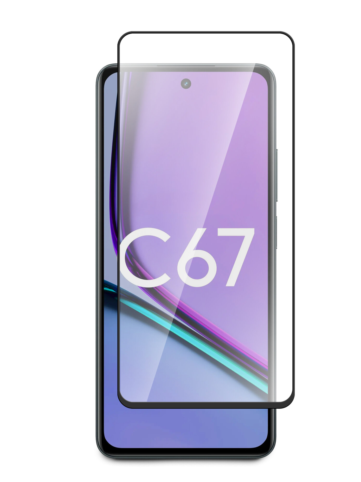 Защитное стекло для Realme C67; Realme C67 4G (Риалми С67 С67 4г) на экран черная рамка полноэкранное силиконовая клеевая основа Full Glue Brozo