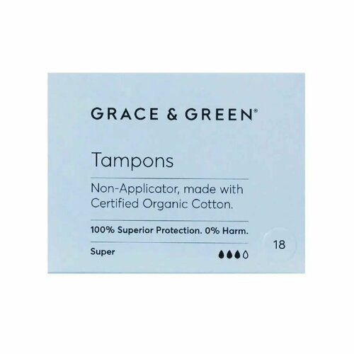 Тампоны без аппликатора Grace&Green Super (18 тампонов)