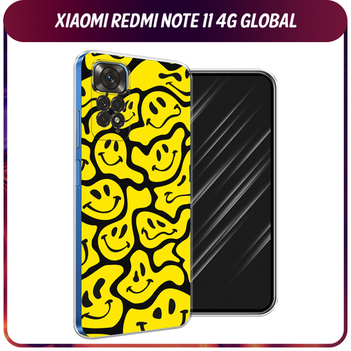 Силиконовый чехол на Xiaomi Redmi Note 11 4G Global/Redmi Note 11S / Редми Ноут 11 Global/11S Расплывчатые смайлики желтые силиконовый чехол на xiaomi redmi note 11 4g global redmi note 11s редми ноут 11 global 11s много роз