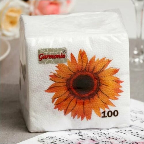 Салфетки Гармония Подсолнух 100шт. ,2уп.
