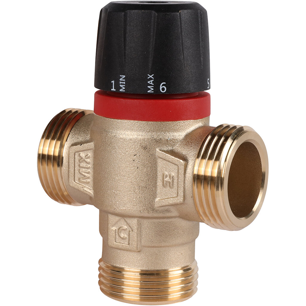 Термостатический смесительный клапан для систем отопления и ГВС 1 НР 35-60°С KV 2,5 ROMMER (боковое смешивание)