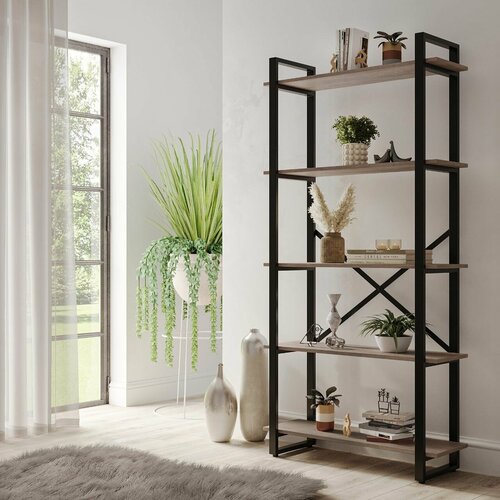 Стеллаж лофт STEFAN 5 полок (180х90х31) Дуб Давос