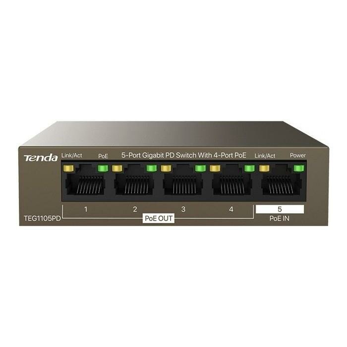 Коммутатор Tenda 5Port 10/100/1000M 4POE TEG1105PD