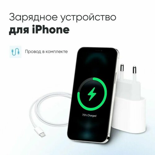 Быстрая зарядка / Кабель Lightning на USB Type-С + Сетевой адаптер / Зарядное устройство / Адаптер 20 W