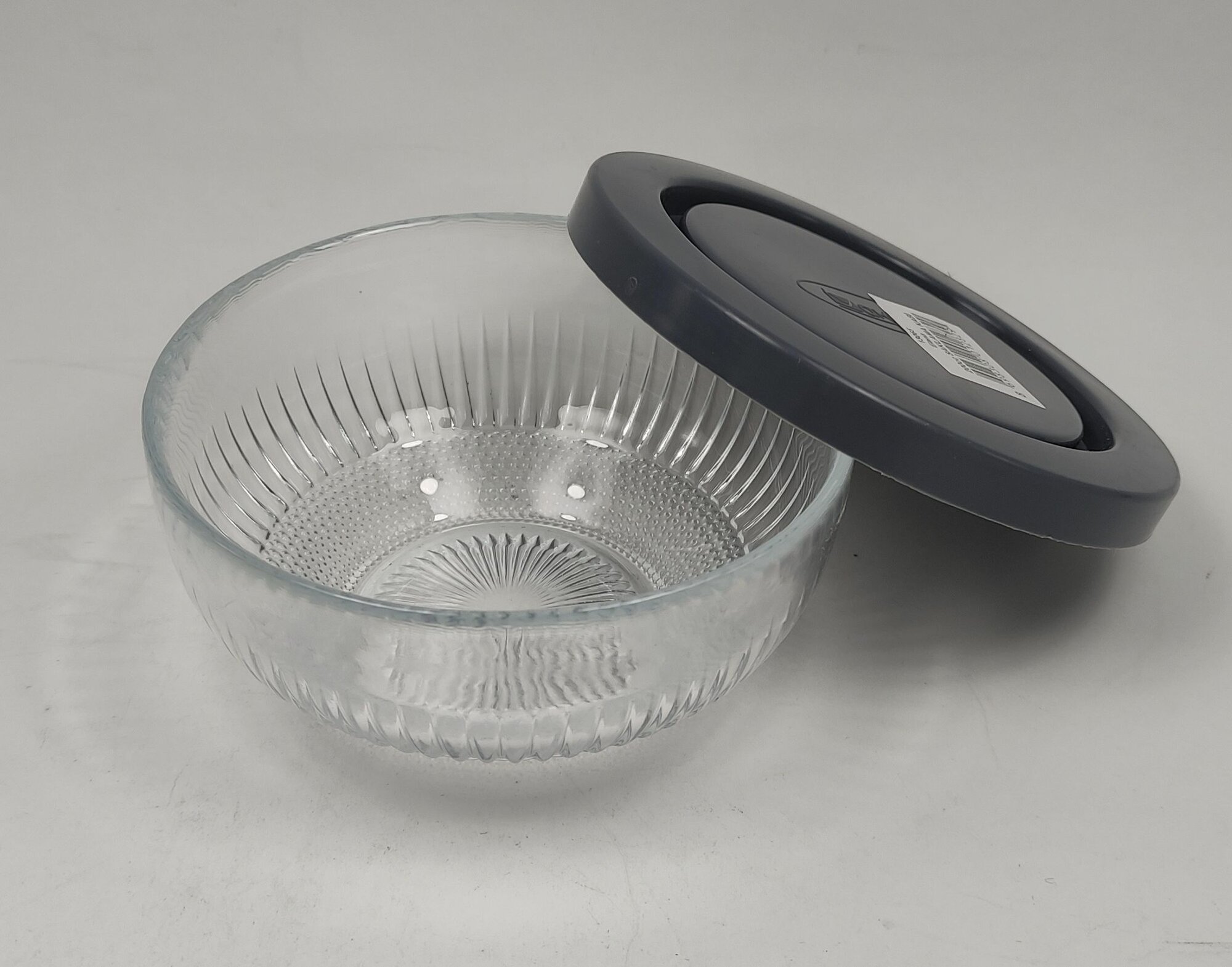 фото Салатник ELENA стеклянный с серой крышкой 0,11 л