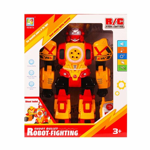 Робот радиоуправляемый КНР Fighting, красный, свет, звук, пульт, в коробке, KD-8811A (1459264) пульт tv игрушечный yl507 свет звук в коробке