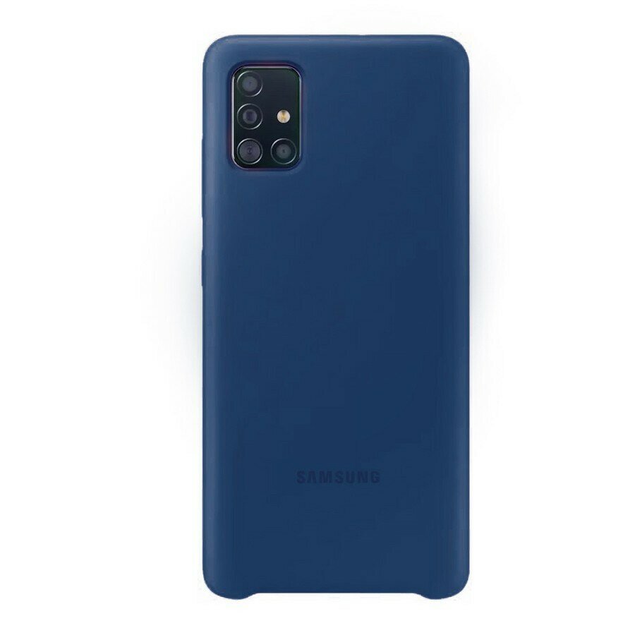 фото Силиконовая накладка Silky soft-touch для Samsung A51 темно-синий