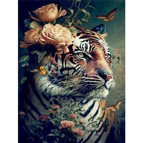 Картина по номерам на подрамнике 40х50см животные абстракция GS 2142 персидская кошка с розами раскраска картина по номерам на холсте