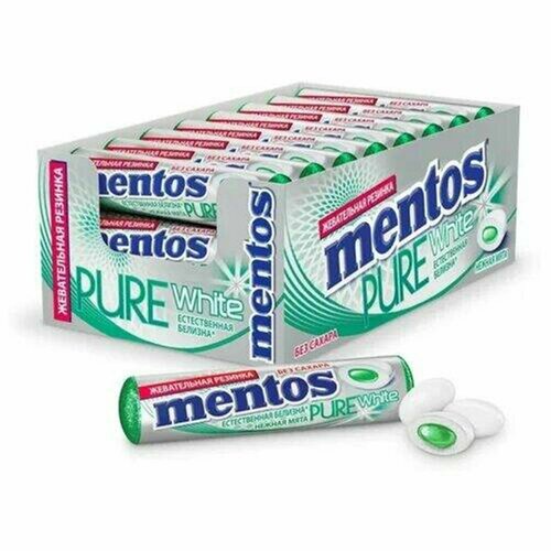 Жевательная резинка Mentos Pure White вкус Нежная мята,24шт. х 16г.