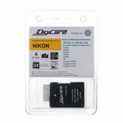 Аккумулятор для цифрового фотоаппарата DigiCare PLN-EL14a 1500mah en el14 en el14a enel14 battery for nikon d3100 d3200 d3300 d3400 d3500 d5600 d5100 d5200 p7000 lcd battery charger