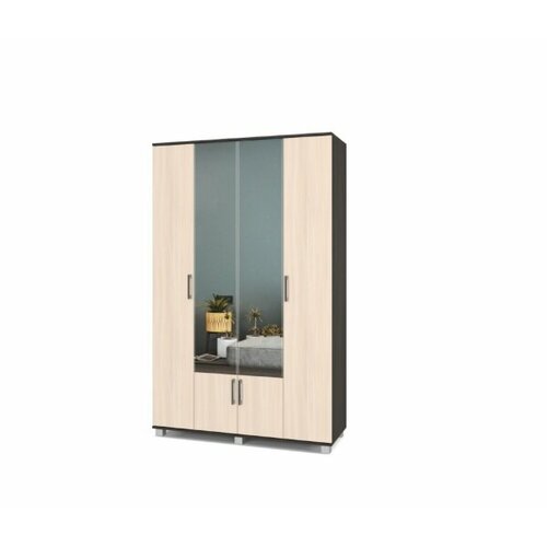 Модерн Шкаф 1200 выдвижн штанга с зеркалом и дверцами Кана К42 ВенгеМлечный дуб 19793₽