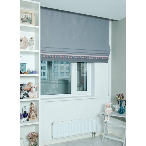 Римские шторы блэкаут на окна для комнаты Моя Штора ширина 140 см х высота 140 см Светло-серыйТемно-серый 12500₽