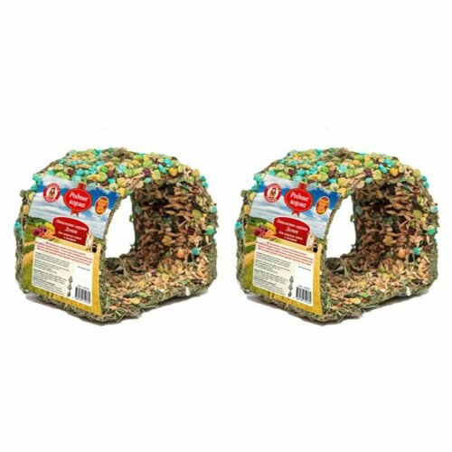 Родные корма Лакомство-игрушка, домик для морских свинок и хомяков, 13х12х11 см, 420 г, 2 шт