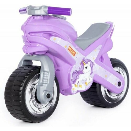 фото Детский толокар-мотоцикл мх, пластиковая каталка-беговел для малышей, цвет сиреневый полесье