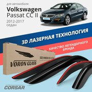 Дефлекторы окон Voron Glass серия Corsar для Volkswagen Passat CC II 2012-2017 седан накладные 4 шт.