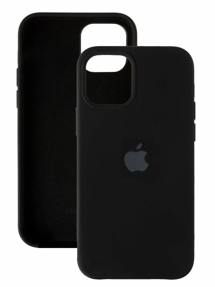 Силиконовый чехол на Айфон 14 с логотипом / Silicone Case iPhone 14 черный
