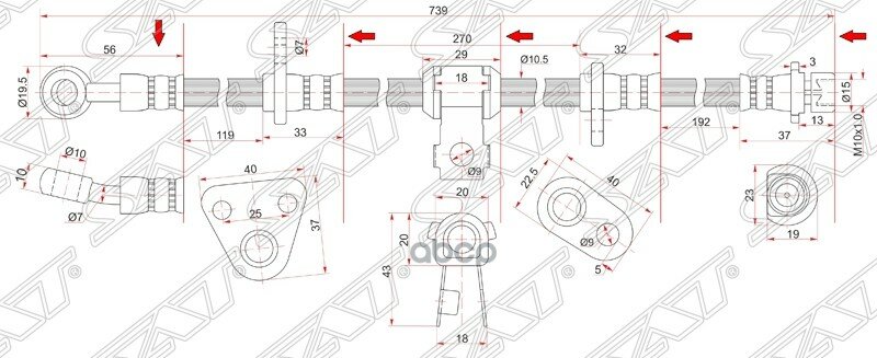 фото Шланг тормозной fr honda inspire/vigor 96- lh rh Sat ST01465SW5000