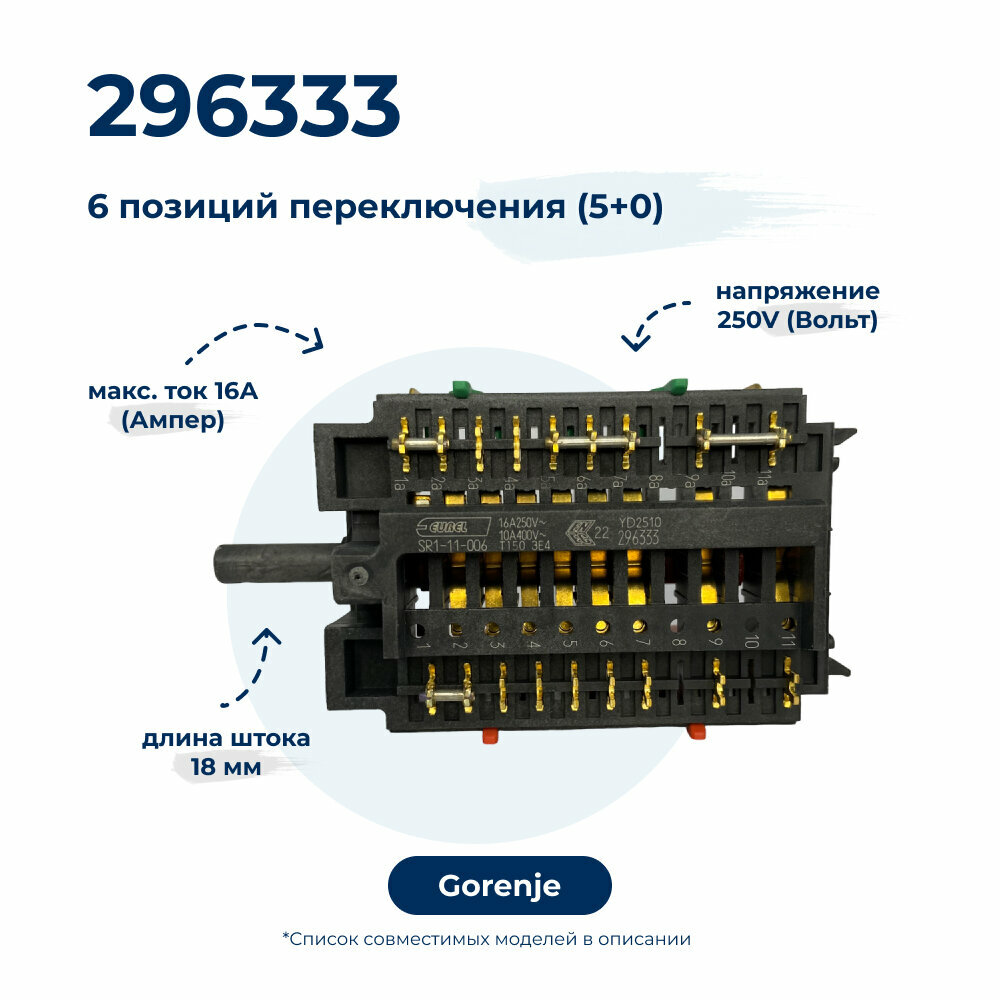 Переключатель режимов для духового шкафа Gorenje 296333